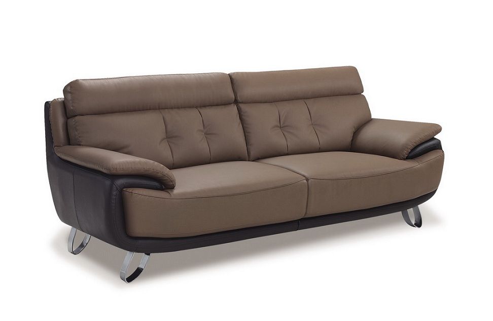 Contemporary Tan Brown Bonded Leather Sofa Prime Classic