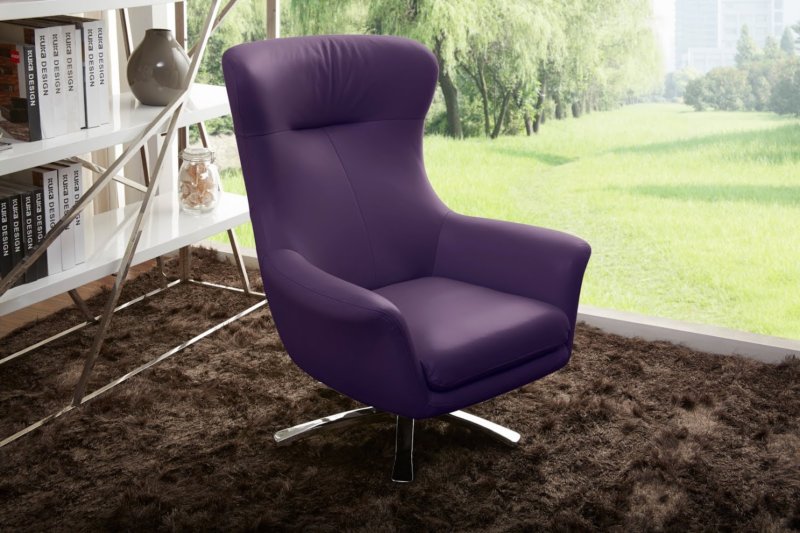 Leather Upholstered Swivel Accent Lounge Chair - Click Image to Close