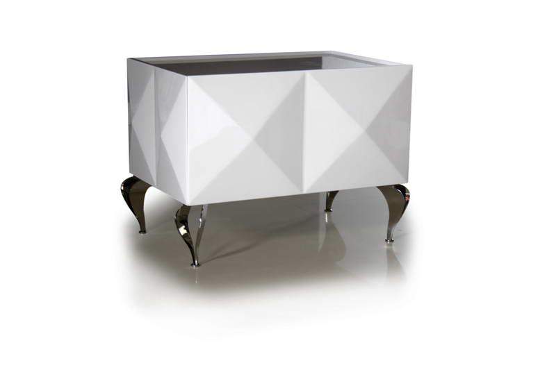 Luxury White Lacquer High Quality Night Table Prime