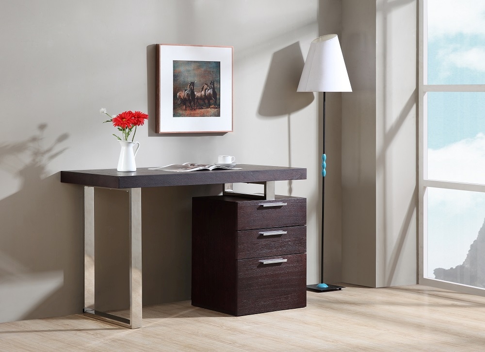 Contemporary Three Drawer Office Desk with Multiple ...