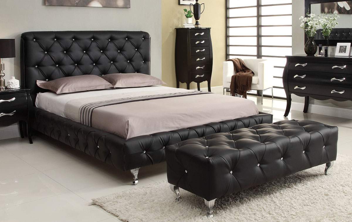 modern bedroom furniture leather bed
