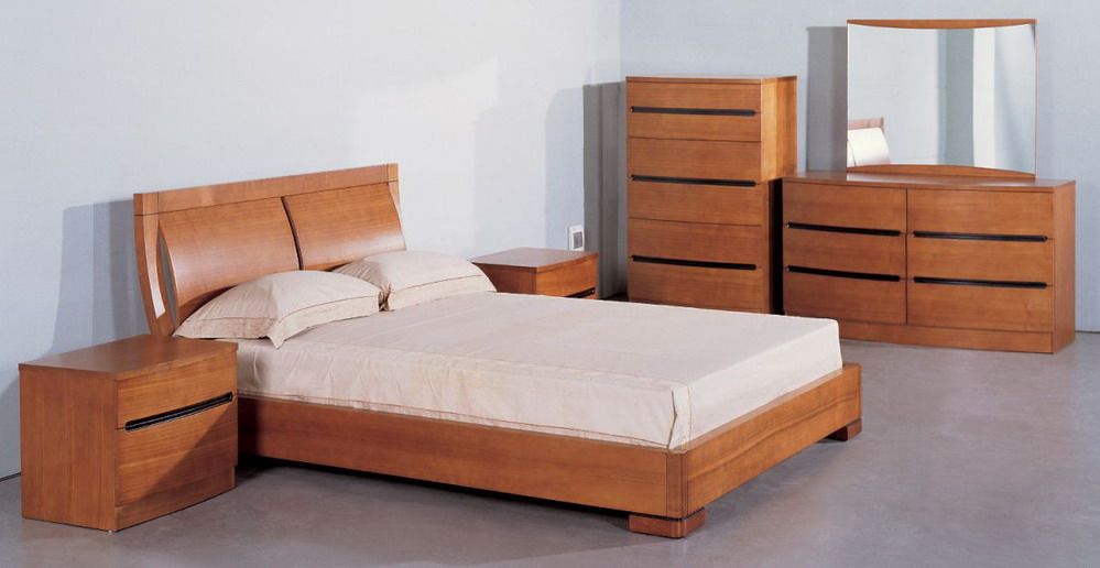 Stylish Wood Modern Platform Bed - Click Image to Close