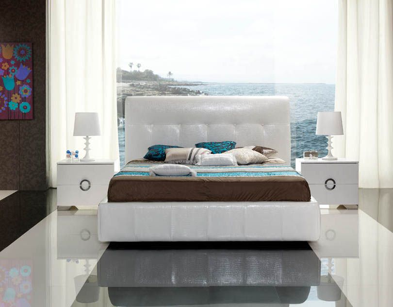 White Platform Bed with Storage