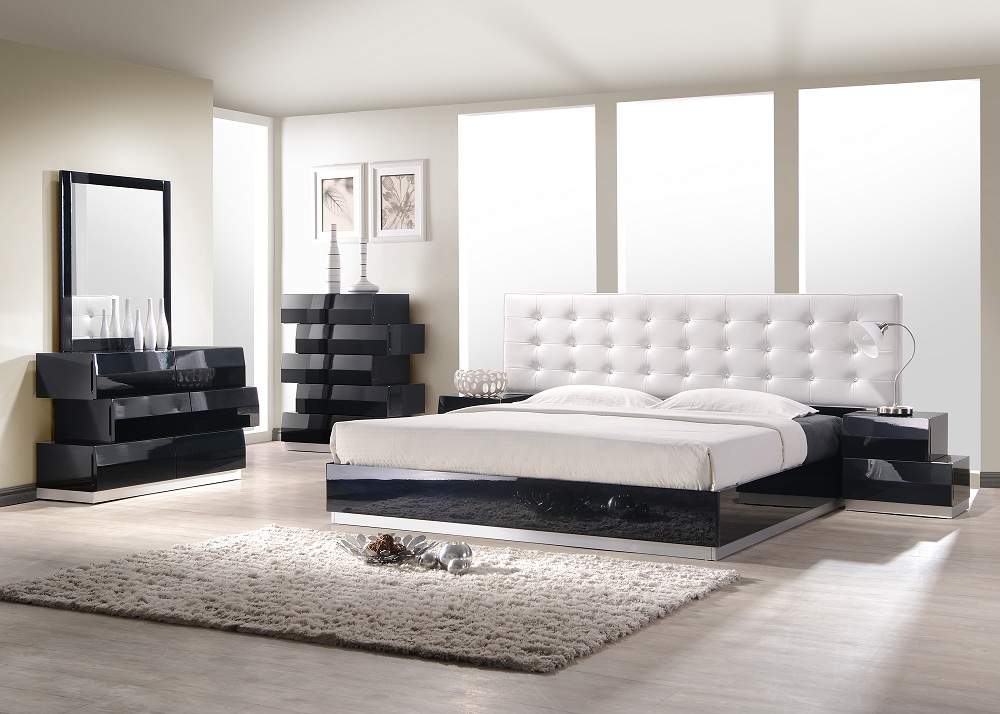Lacquered Exclusive Leather Luxury Platform Bed - Click Image to Close