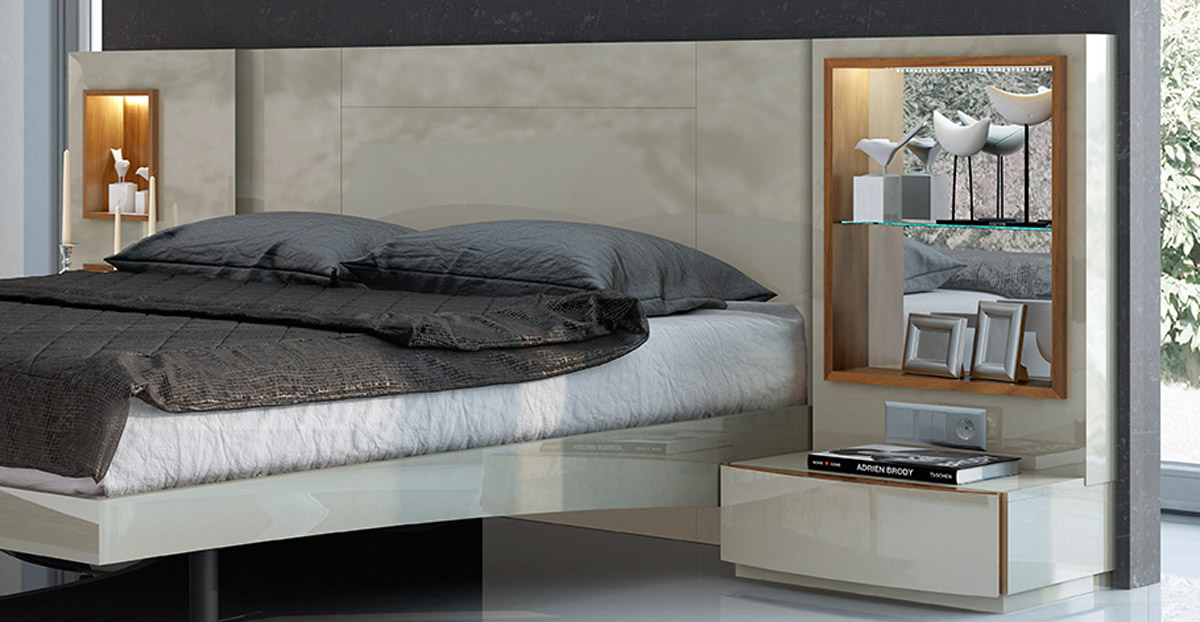 Lacquered Exquisite Wood Modern Platform Bed - Click Image to Close