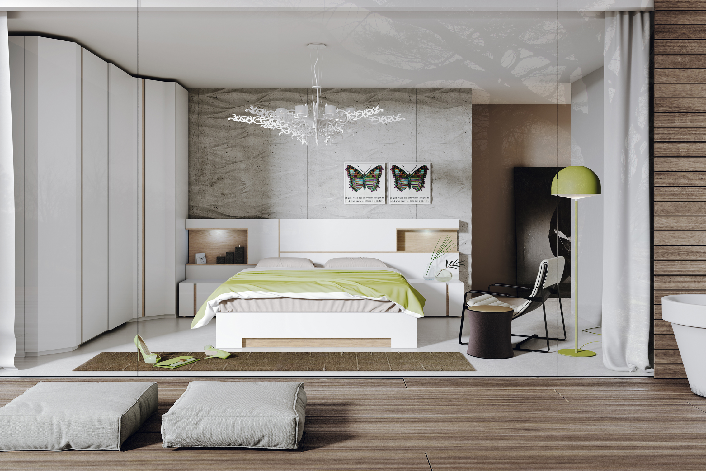 Elegant Wood Platform and Headboard Bed - Click Image to Close