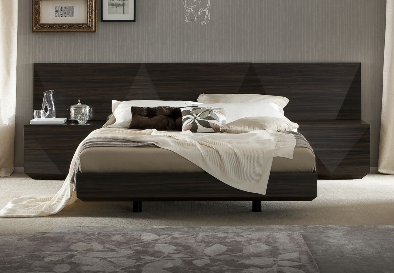 Lacquered Made in Italy Wood Luxury Platform Bed with Two Tone ...