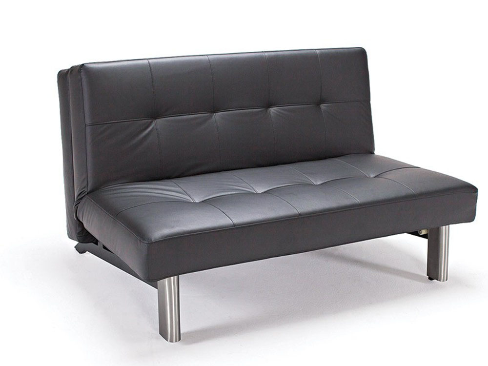 Black Leather Sofa Bed Chair Small Inntjaze 