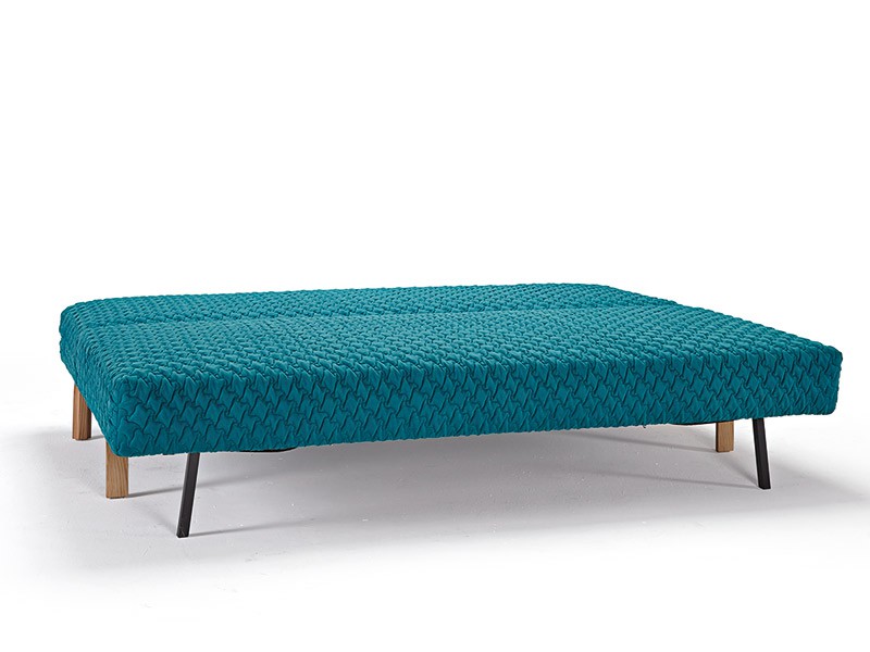 Blue Contemporary Sofa Bed with Texture Upholstery and Oak Legs - Click Image to Close
