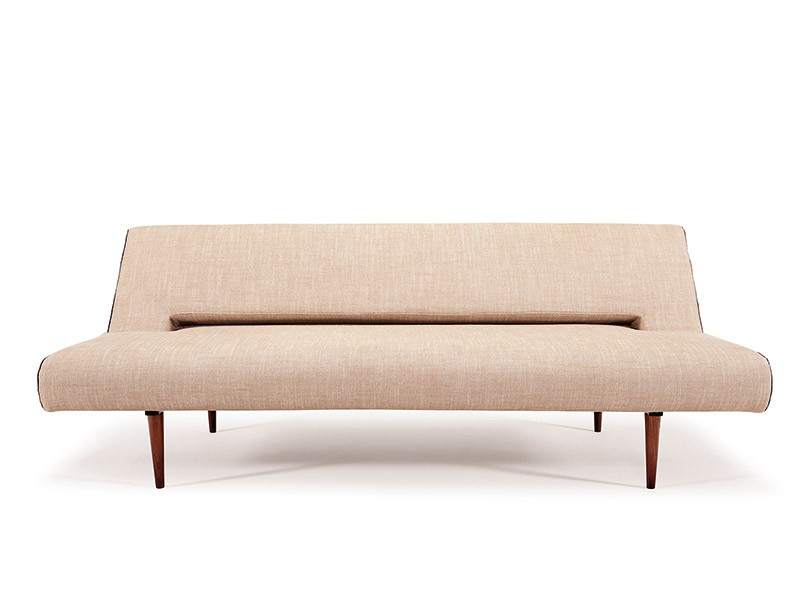 Contemporary Natural Fabric Color Sofa Bed with Walnut Legs - Click Image to Close