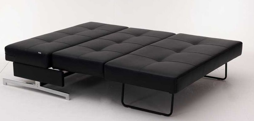 Leather Textile Contemporary Sofa Bed with Steel Frame - Click Image to Close