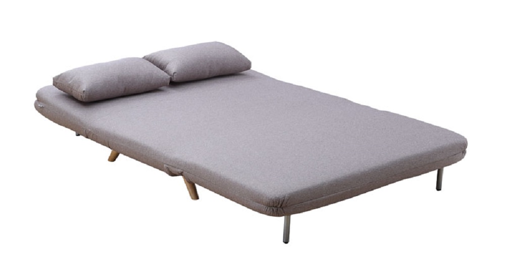 Unique Taupe Microfiber Sofa Sleeper with Lunge and Bed Features - Click Image to Close