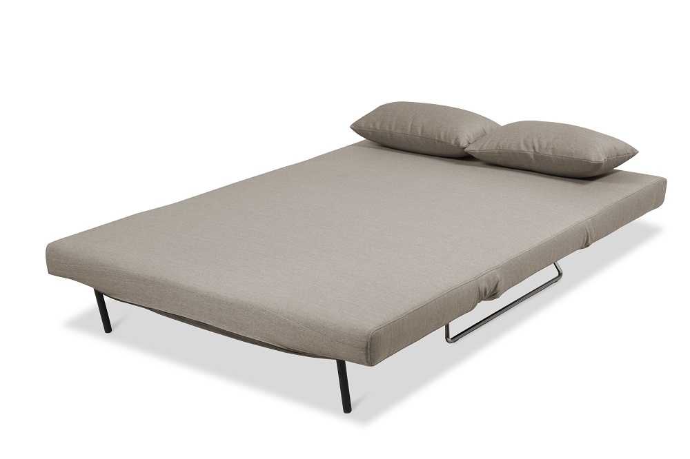 Unique and Contemporary Taupe Microfiber Folding Sofa Bed with Pillows - Click Image to Close