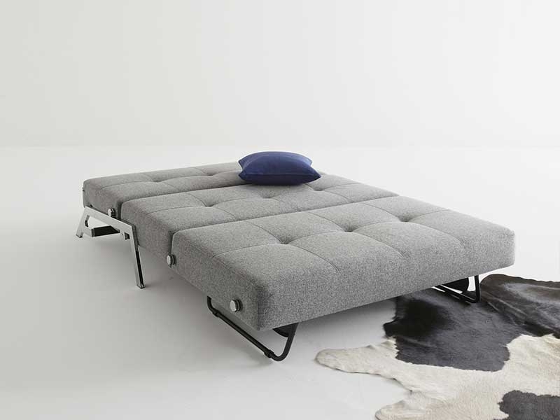Light Grey Fabric Upholstered Contemporary Convertible Sofa Bed - Click Image to Close