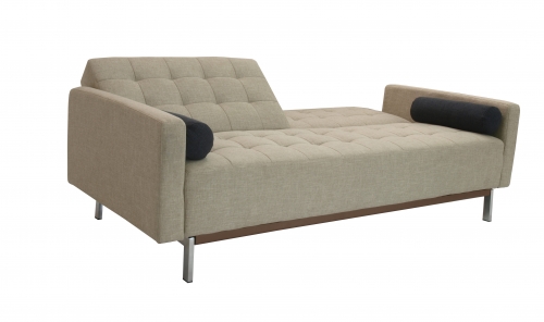 Beige or Grey Contemporary Tufted Fabric Sofa Bed - Click Image to Close