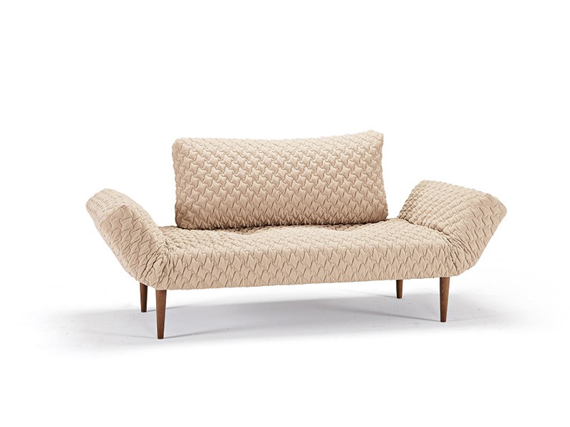 Daybed Sofa Bed in Sand Finish With Oak Legs - Click Image to Close