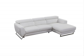 White Two Piece Sectional Sofa with Ratchet Headrest