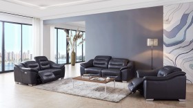 Contemporary Leather Grey Living Room Set