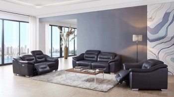 Contemporary Leather Grey Living Room Set