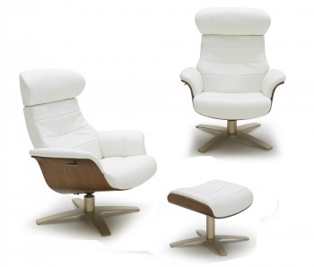 Futuristic Modern Leather Upholstered Swivel Lounge Chair with Color Options