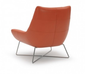 Modern Orange Leather and Stainless Steel Lounge Chair