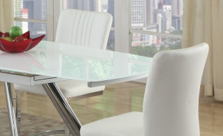 Extendable Rectangular Glass Top Leather Five Piece Dining Set
