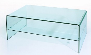 Bent Glass Two-Tiered Coffee Table