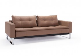 Contemporary Sofa Bed with Arms Wapped in Fabric or Leather