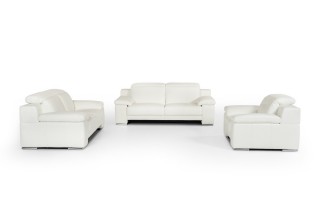 Italian Handmade Neat White Real Leather Sofa Set