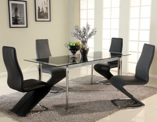 Black Glass Extendable Dining Table with Chrome Legs