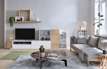 Contemporary Wall and TV Unit with Warm Colors Contemporary Wall and TV Unit with Warm Colors