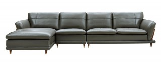 Contemporary Sectional in Top Grain Leather