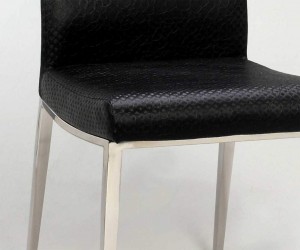 Dining Chair Covered in Reptile Black Leather