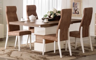 Overnice Wood Top Microfiber Modern Dining Set