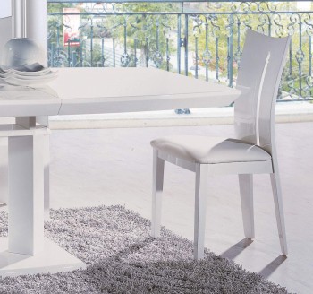 White Leather Contemporary Dining Chair with Stylish Split Back