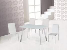 Ultra Contemporary Dining Room Table with White Lacquered Glass