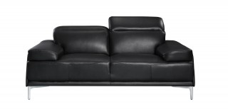 Contemporary Black Leather Living Room Sofa Set