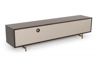 Modern Ebony TV Stand with Matte Grey Doors