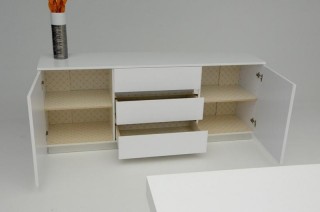 White Contemporary CrocodileTextured and Lacquer Buffet