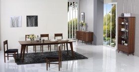 Extendable in Wood Fabric Seats Five Piece Designer Dinette Set