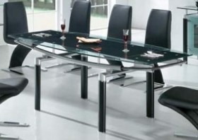 108 DT Glass Dining Room Table in Black, White or Beige Color