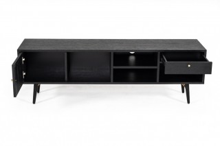 Modern Black Oak with Gold TV Stand