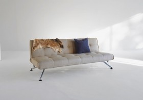 Khaki Sofa Bed Convertible with Chrome Legs