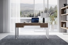 Modern Walnut Office Desk with Stainless Steel Legs Modern Walnut Office Desk with Stainless Steel Legs