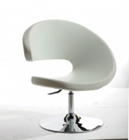 Funky Backwards C shape White Leatherette Lounge Chair