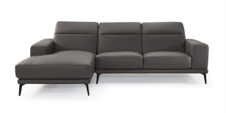 Grey Contemporary Sectional with Durable Chrome Tube Frame