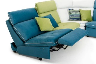 Multi Color Italian Contemporary Leather and Fabric Sectional Sofa