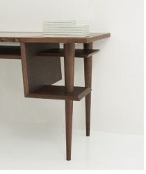 Gorgeous Brown Marble and Walnut Veneer Office Desk