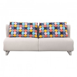 Fabric Contemporary Sofa Bed with Chrome Legs and Pillows
