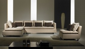 Refined Tufted Modern Micro Suede Fabric Sectional with Pillows